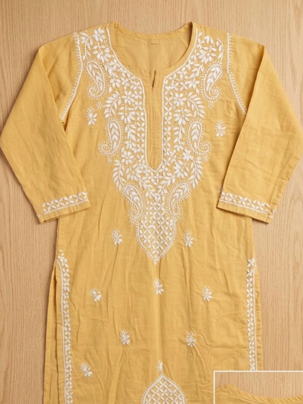 Mustard Yellow Embroidered Women's Kurta Set - Picture 2 of 3
